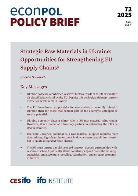 Cover of EconPol Policy Brief 72 - Strategic Raw Materials in Ukraine: Opportunities for Strengthening EU Supply Chains?