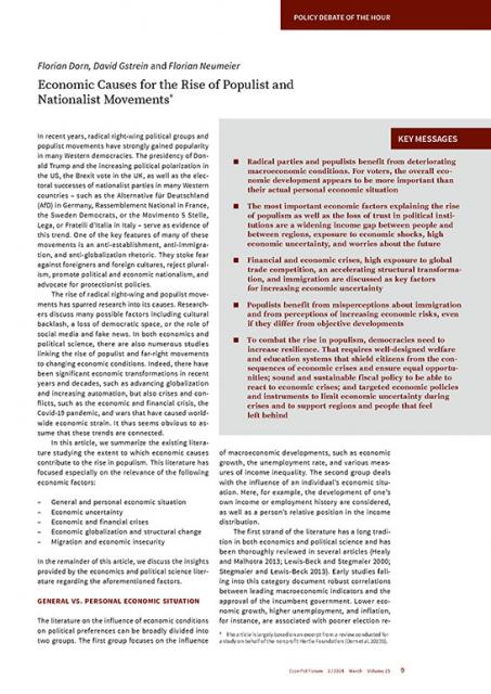 Economic Causes for the Rise of Populist and Nationalist Movements
