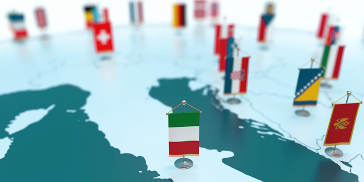 Illustration for EconPol Working Paper 26 Italy flag in Europe
